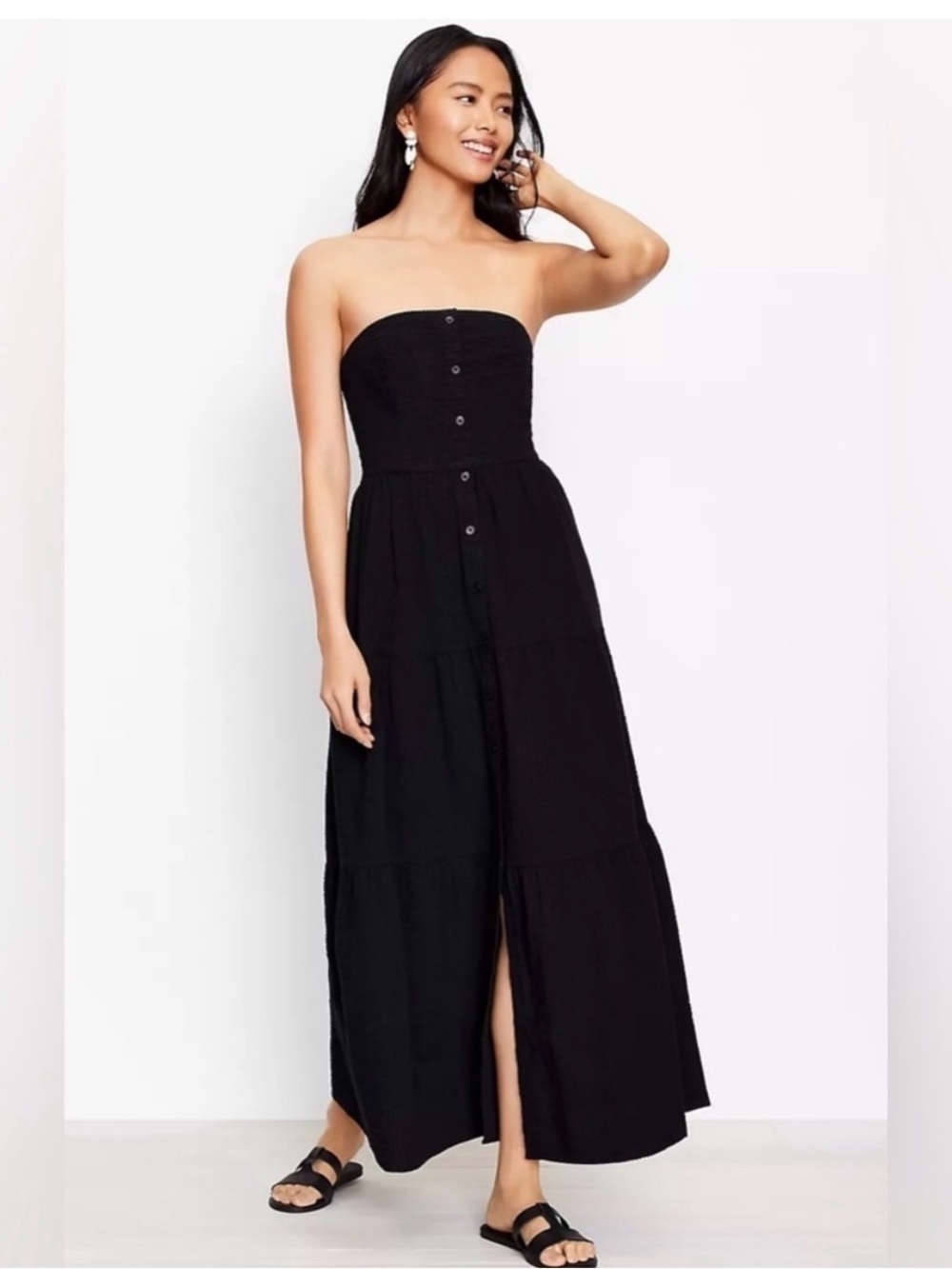 LOFT Beach Black Midi Dress